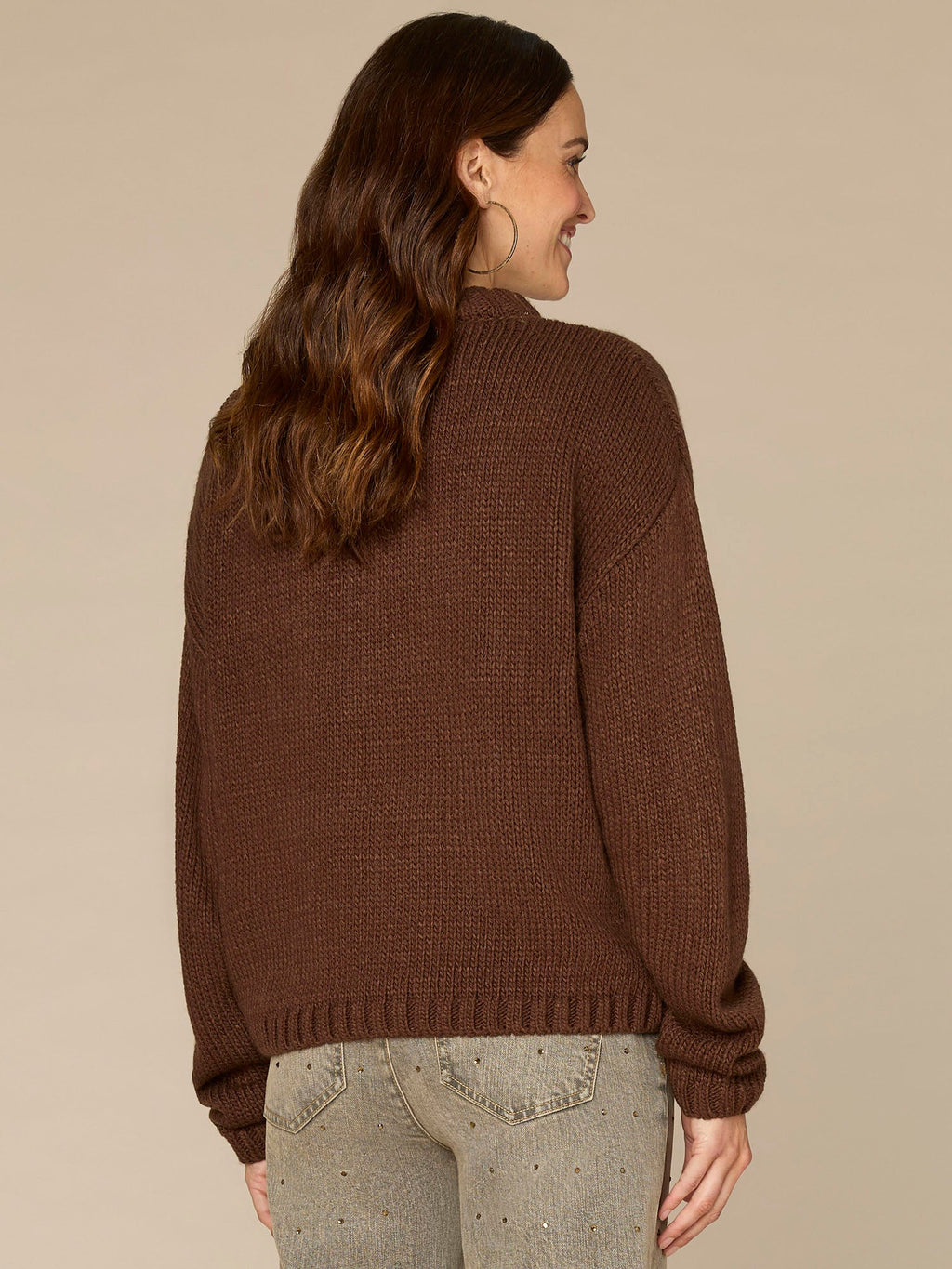 Ruched Sleeve Round Double Layer Neck Ombre Foil Petite Sweater