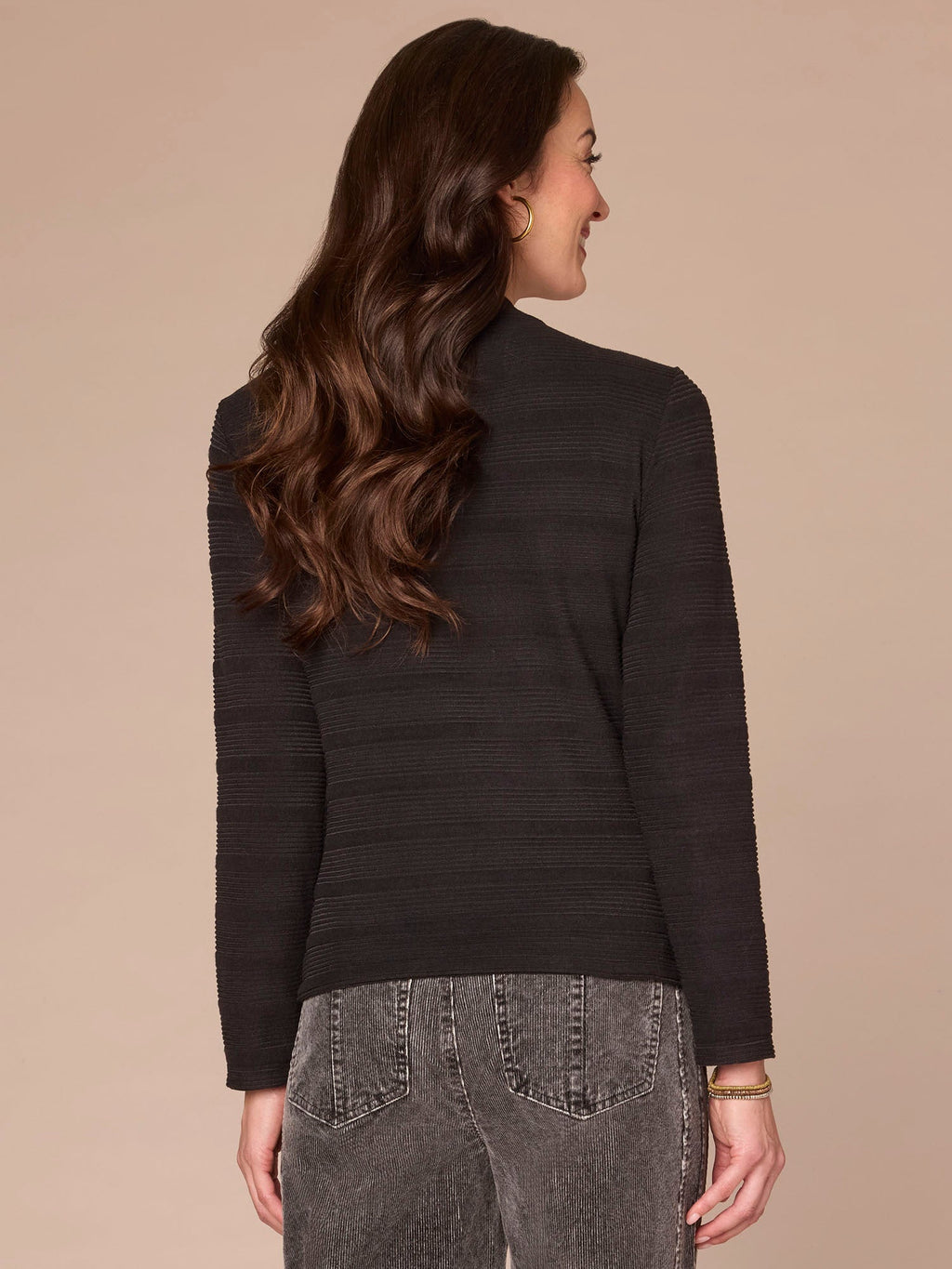 Long Sleeve Mock Neck Asymmetrical Side Ruching Petite Knit Top